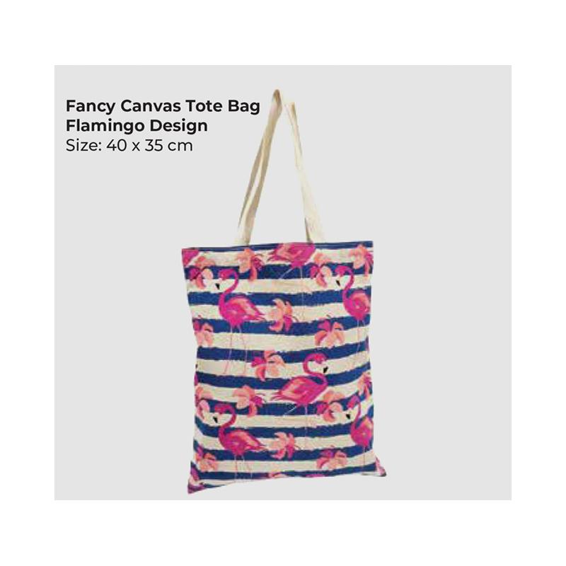 Fancy Canvas Tote Bag  Flamingo Design with logo